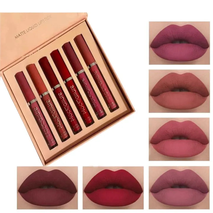 6Pcs Nude Makeup Lipstick Liquid Velvet Matte Gloss Lip Red Lipstick Nude Women Long Lasting Waterproof Beauty Cosmetic Kit