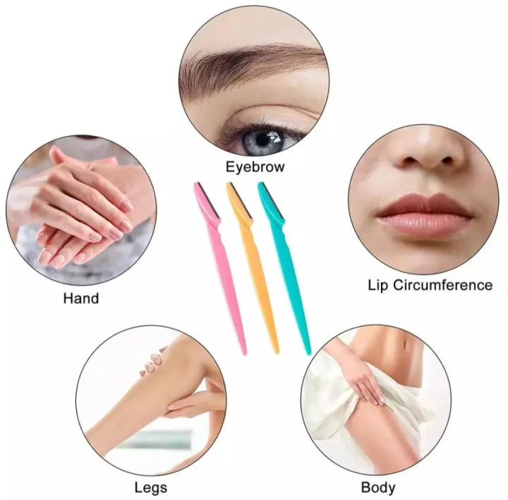Beautious Pack of 3 Eyebrow trimmer - Eyebrow razor - Facial hair remover - Sharp mini makeup shaper