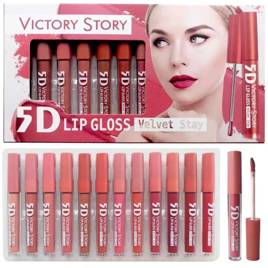 Pack of 12 Lipgloss Matte Nude Redish Superb Long Lasting Waterproof Matte Liquid Lip Stick