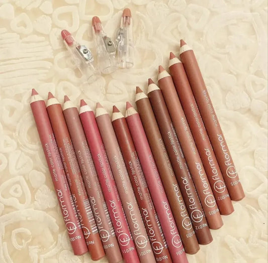 Pack of  12 Lip Liners Pencils LipPencils Nude Dark Shades Matte Waterproof