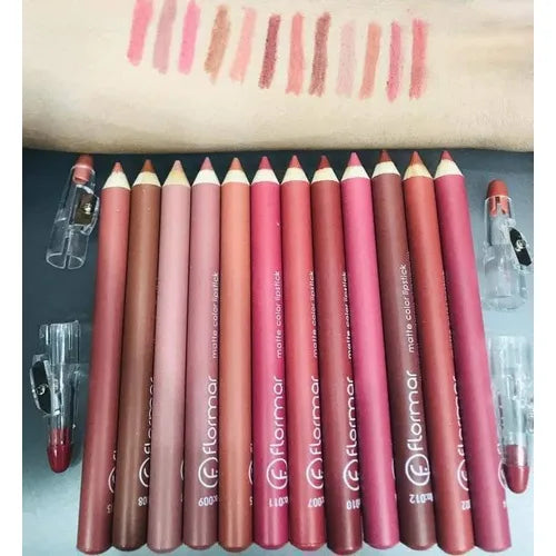 Pack of  12 Lip Liners Pencils LipPencils Nude Dark Shades Matte Waterproof