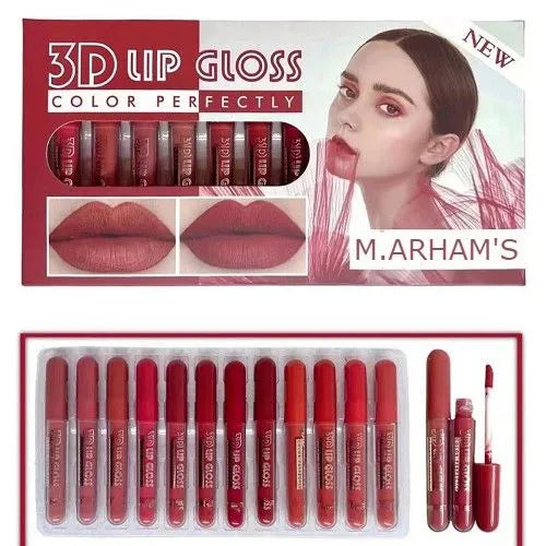 Pack of 12 Lipgloss Matte Nude Redish Superb Long Lasting Waterproof Matte Liquid Lip Stick
