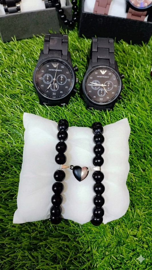 bestie couple Watch+Couple Braclet Deal