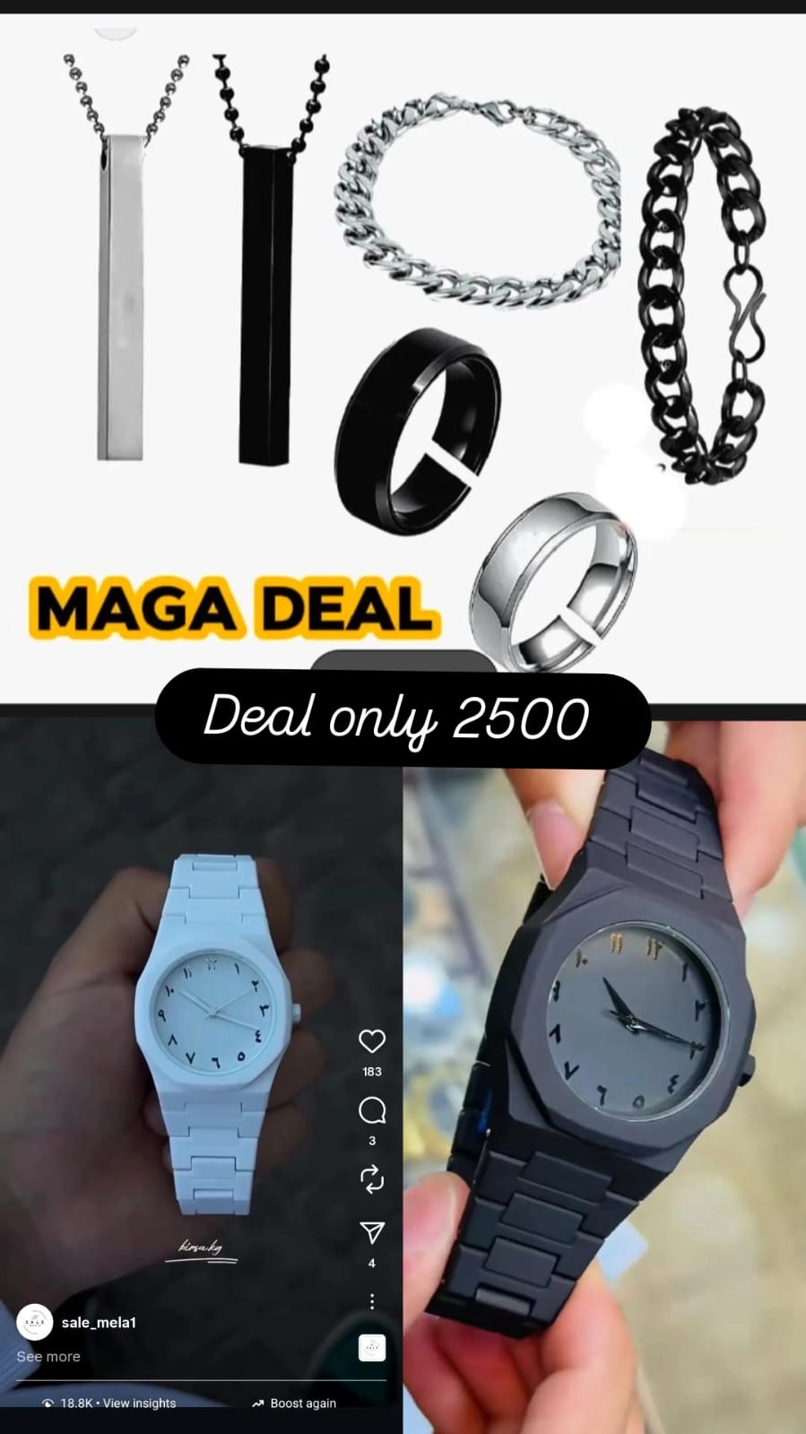 DEal 4 in 1 Watches & Men Accessories